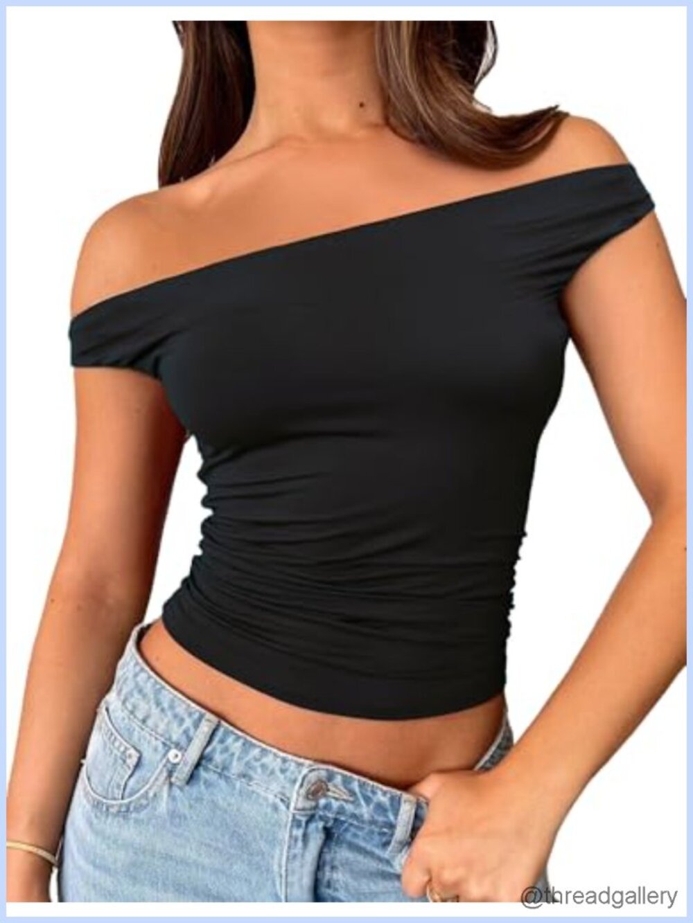Off The Shoulder Crop Top Slim Fitted Double Lined Y2K Summer Top